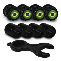 Bicos Capa de Válvula Preto Pneu Bandeira Brasil - DCAPS
