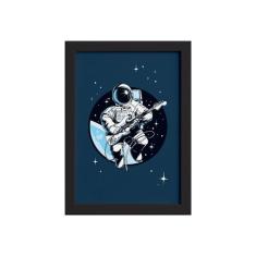 Quadro Astronauta Guitarrista Moldura Preta 22x32cm - Quartinhos