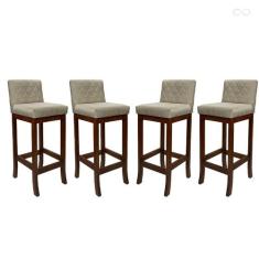 Kit 4 Banquetas Alta para Cozinha Tóquio em Madeira Maciça Matelassê S
