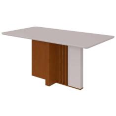 Mesa De Sala Jantar Astrid + Tampo Madeirado Vidro 160x80cm Frassino-off White - Lopas
