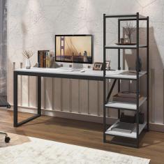Escrivaninha com Estante 4 Prateleiras Innovare Espresso Móveis Branco