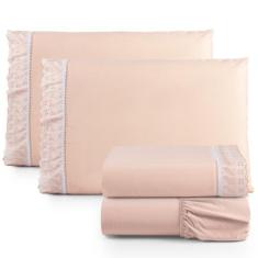 Jogo de Lençol Lese Casal Percal 180 Fios 4 Peças - Santos e Luan, Sal