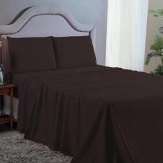 Jogo de Cama King 4 pç Lençol + Fronhas 400 Fios Tabaco - Bordando Enx