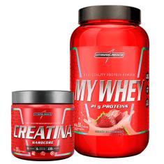 Imagem de Kit My Whey Morango 900g + Creatina 100% Pura 300g Kit Construção Muscular