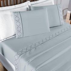 Jogo De Lençol Helena Casal 4 Peças Micropercal 400 Fios Ponto Palito 