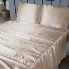Jogo De Lençol Arya King 4 Peças Cetim Charmousse Brilhante Macio - Nu