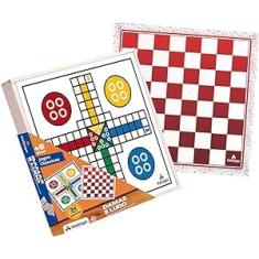 Jogo de Dama e Ludo em Madeira Educativo Tabuleiro Infantil