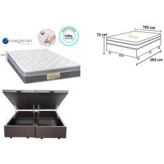 Conjunto Cama Box Baú Casal King + Colchão Confortável Sankonfort Slee
