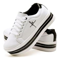 Tênis Feminino Bordado Fé Salto Com Detalhes Anabela Flatform Varias C
