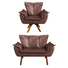 Sofá Namoradeira e Poltrona Giratória MM30 Opala Corano D03 - D'Rossi 