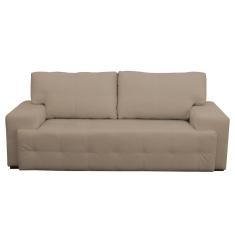 Sofá 3 Lugares Sala de Estar Roma 230 cm Couro Bege - Gran Belo