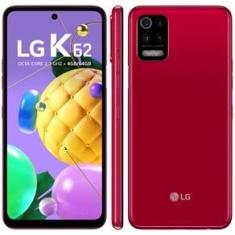 Smartphone LG K62 Vermelho 64GB, Tela de 6.6”, Câmera Traseira Quadrupla, Android 10, Inteligência Artificial e Processador Octa-Core