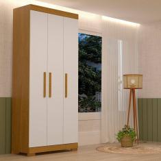 Guarda-roupa Solteiro 82,60cm 3 Portas 100% Mdf Papoulas Espresso Móveis Cinamomo/Off White