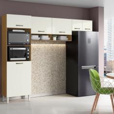 Cozinha Completa com Paneleiros e Aéreos Atenas ATACAMA/OFF-WHITE