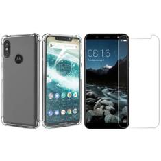 Kit Capinha Silicone Antichoque + Pelicula Vidro Moto One XT1941-3 - H