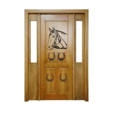 Portal Madeira Maciça Vitrô Duplo Cavalo Entalhada Completa 143x213x18