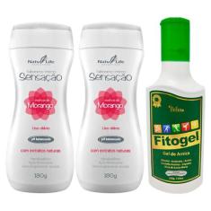 Kit 2 Sabonete Íntimo Líquido Sensação Morango + 1 Gel de Massagem Fit