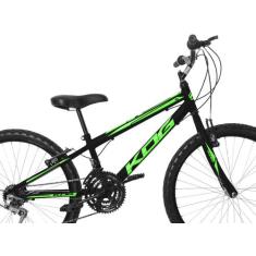Bicicleta Infantil Masculina Aro 24 KOG Alumínio 18 Marcha, Preto, Ver