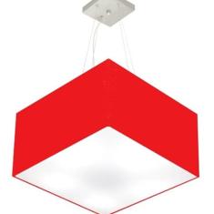 Lustre Pendente Quadrado Vivare Md-4075 Cúpula Em Tecido 30/5