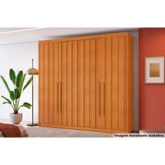 Guarda Roupa 4 Portas Ripadas e 4 Gavetas Grécia Cinamomo - Conquista