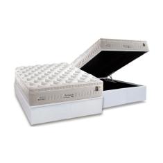 Cama Box Baú Casal: Colchão Molas MasterPocket Ensacadas Anjos Impressione Visco Látex + Base crc Courano White(138x188)
