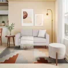 Sofá 2 Lugares Pé Palito Calmness Linho Cotton Cru