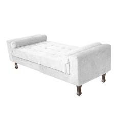 Recamier Baú Félix Solteiro 100 Cm Suede - Doce Sonho Móveis Branco