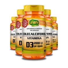 Kit 5 Vitamina D3 2000 Ui Colecalciferol Unilife 60 Cápsulas