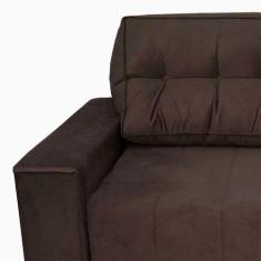 Sofá-Cama 3 Lugares Casal Murilo Veludo Marrom Escuro - Keva