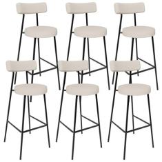 Kit 06 Banquetas Alta Bar Cozinha Sala De Jantar Em Aço Milão L02 Linh