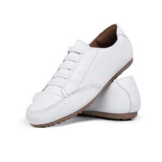 Tênis Mocassim Feminino Mocatênis Elástico em Couro Legítimo - SHERO W