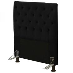 Cabeceira Cama Box Solteiro 90cm Cristal Suede Preto