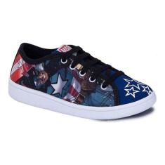 Tênis Infantil Masculino Capitão América Vingadores Marvel Nº23 Cor Azul - Sugar Shoes