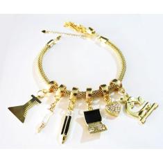 Pulseira Com Berloques Biomedicina Química Folheado 18k