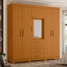 Guarda Roupa Casal com Espelho 6 Portas 4 Gavetas Virtus Albatroz Móveis Cinamomo