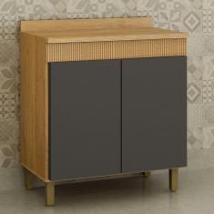 Balcão para Cozinha 80cm Dakota Cinamomo/Grafite