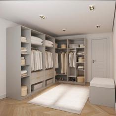 Guarda-roupa Modulado de Canto 5 Peças Jade Cabecasa Madeiramadeira Cinza Urbano