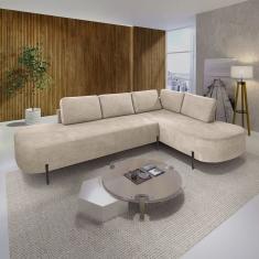 Sofá de Canto Luna Orgânico 265 Cm para Sala de Estar Bege