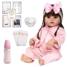 Boneca Reborn Valentina Grande 46cm Infantil + Acessórios - Cegonha Re