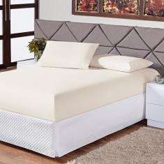 Jogo de Cama Lençol Casal Padrão 3 Peças Liso Box - Mercado Bordado, P