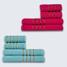 Jogo De Toalhas 8 Pe?a Cole??o Montreal 100% Algod?o Rosa+verde