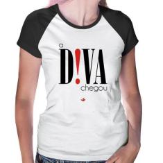 Baby Look Raglan A Diva Chegou - Foca na Moda, Branco, Preto, M