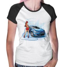 Baby Look Raglan Lava Jato Garota - Foca na Moda, Branco, Preto, G