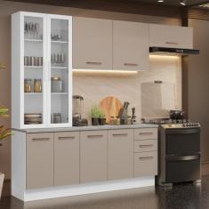 Armário de Cozinha Completa 270cm Branco/Crema Agata Madesa 11, Branco