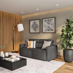 Sofá 3 Lugares Retrátil e Reclinavél Wuppertal Suede Grafite 180 cm