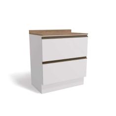 Balcão de Cozinha c/ Tampo Maxxi G755 c/ 2 Gavetas 80cm Branco/Nogal - Kappesberg