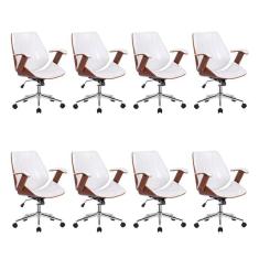 Kit 8 Cadeiras Escritório Diretor Giratória Kopenhagen Branco