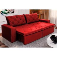 Sofá Cama Retrátil Reclinável 3,00m Bangkok Suede Velut Vermelho molas