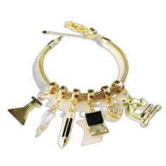 Pulseira Com Berloques Biomedicina Química Folheado 18k - Milena Folhe