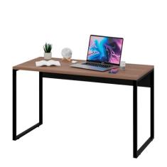 Mesa De Escritório Computador Industrial 1,35m Netmobil, Nogal/Preto
